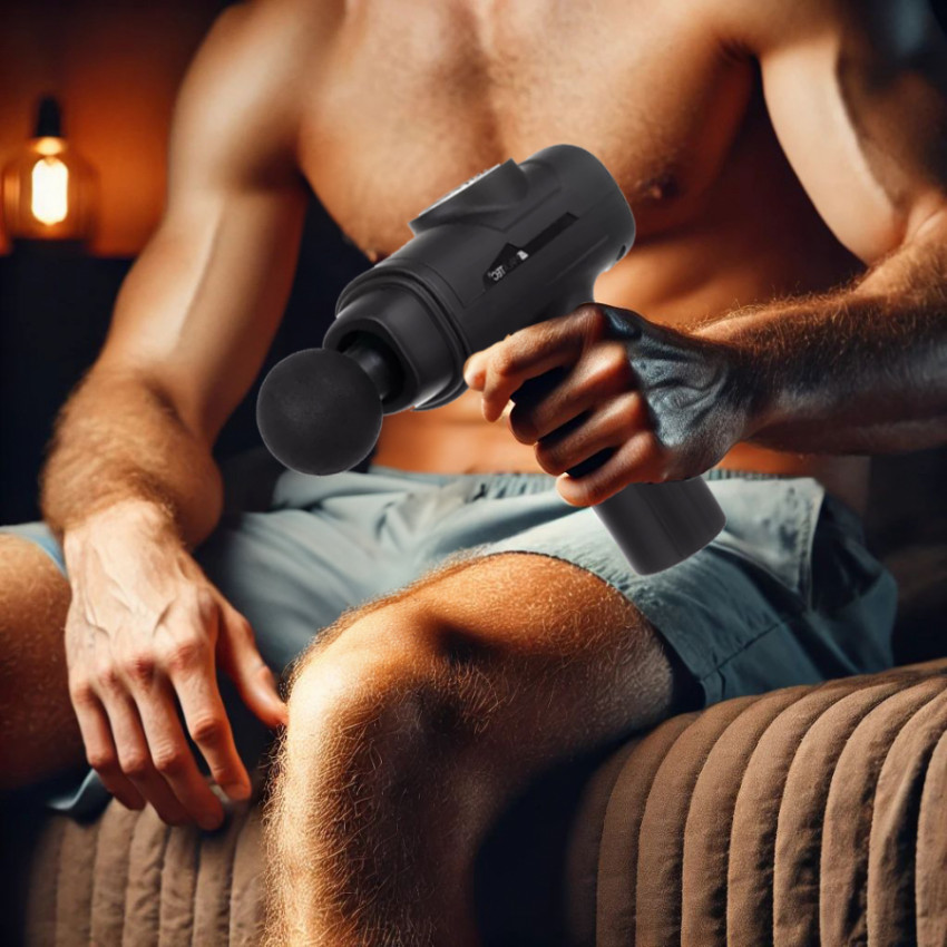 Detail protišmykovej rukoväte masážnej pištole Top Gun čierna